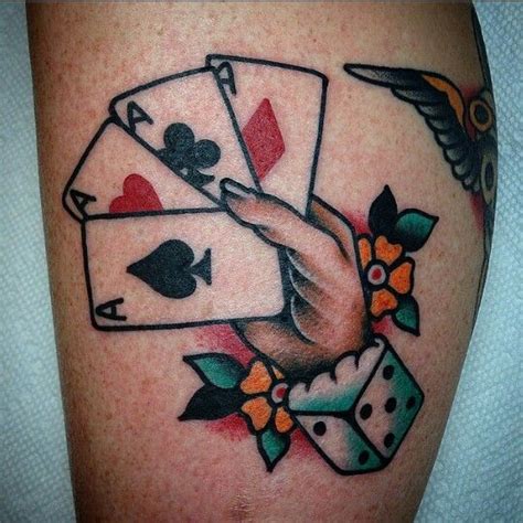 poker card tattoos|american traditional playing card tattoo.